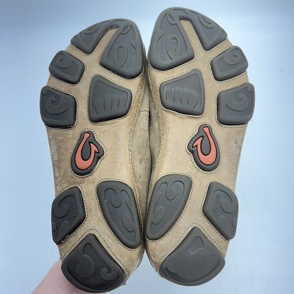 Olukai Moloa Kohana Men's Suede Casual Slip On Shoes Loafers 9 Perforated Tan - Picture 7 of 7